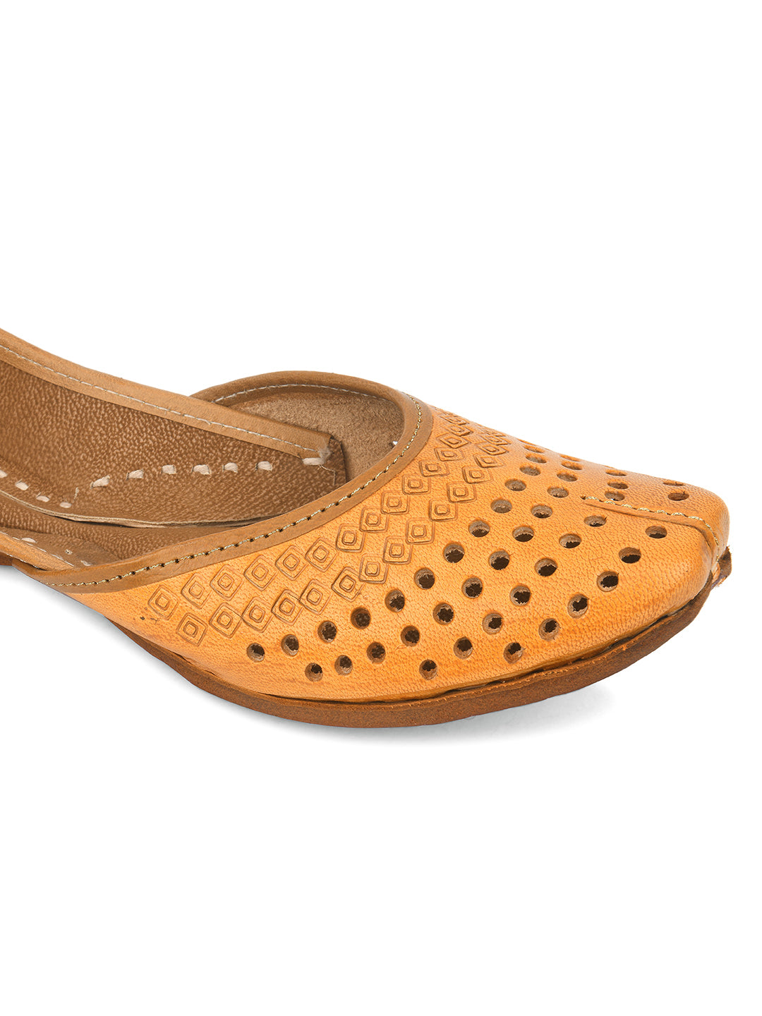Desi Colour Women Indian Ethnic Footwear-Tan Leather Laser Cut - Distacart