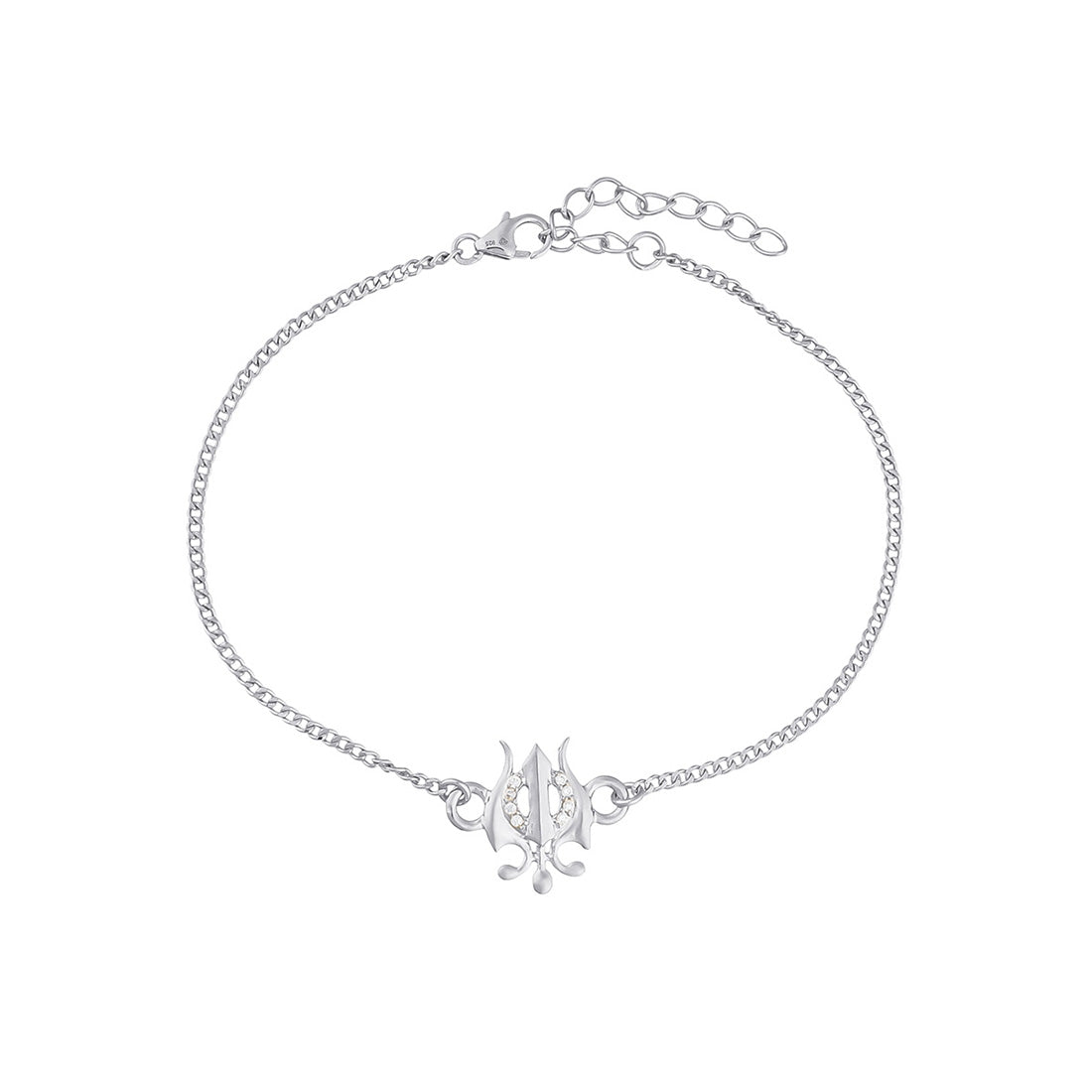 trueBrowns 925 Sterling Silver Precious Trishul Silver Bracelet Rakhi