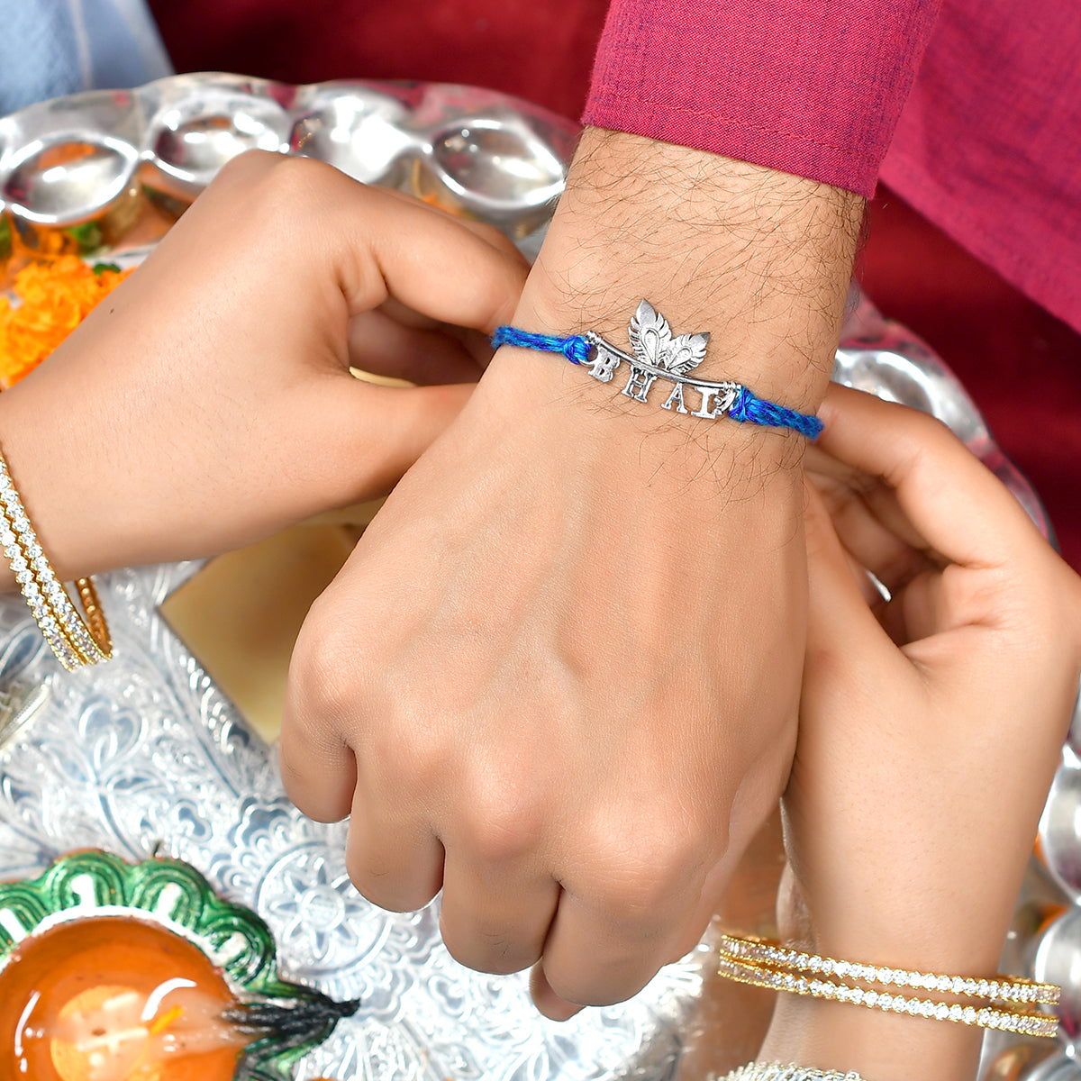 trueBrowns 925 Sterling Silver Stunning Bhai Thread Rakhi