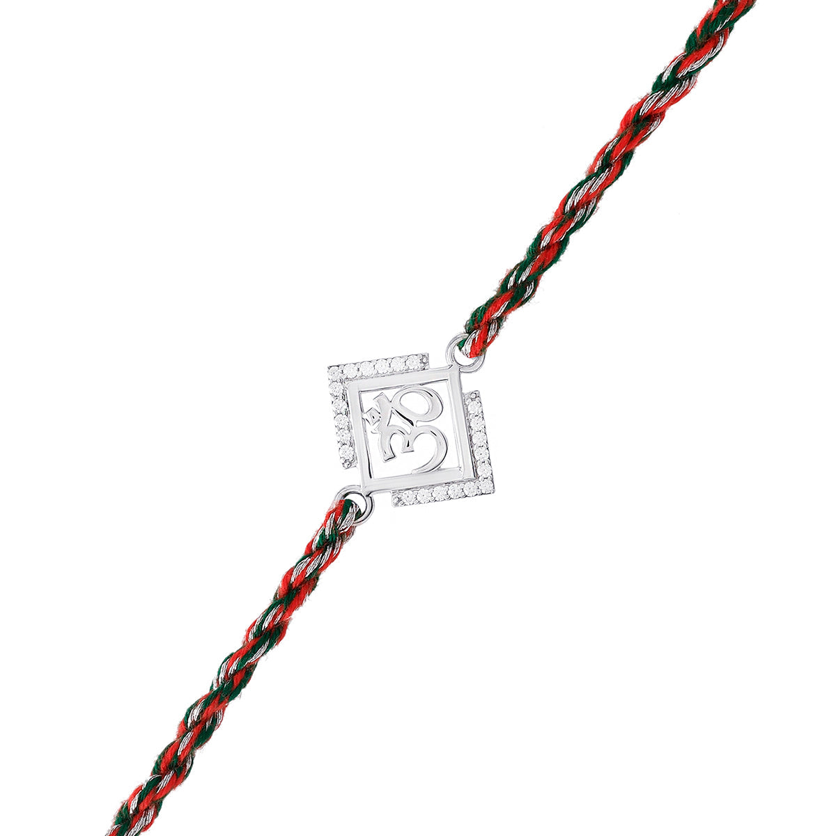 trueBrowns 925 Sterling Silver Precious Om Thread Rakhi