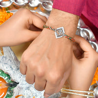 Thumbnail for trueBrowns 925 Sterling Silver Precious Om Thread Rakhi