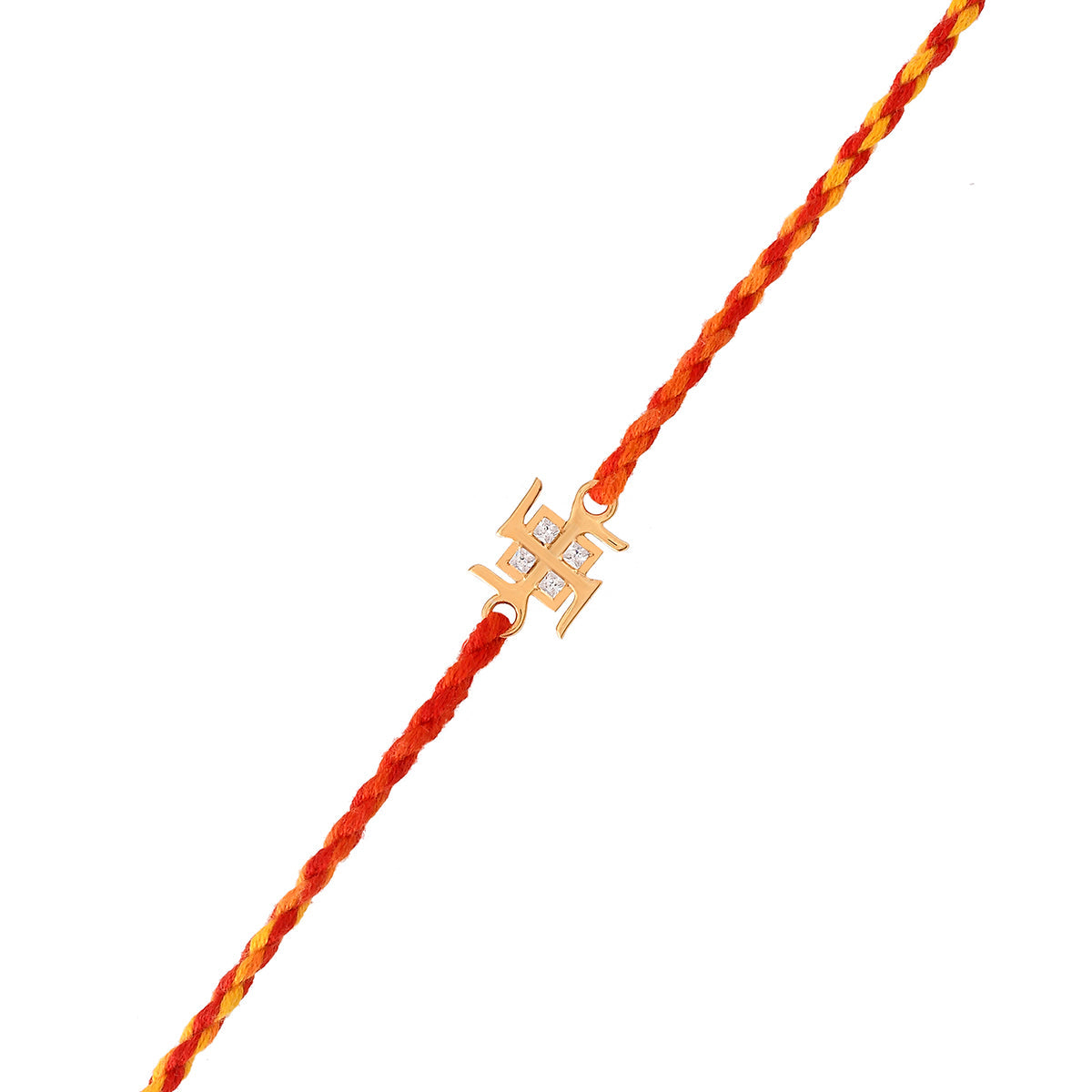 trueBrowns 925 Sterling Silver Swastik 22k Gold Micron Plated Thread Rakhi
