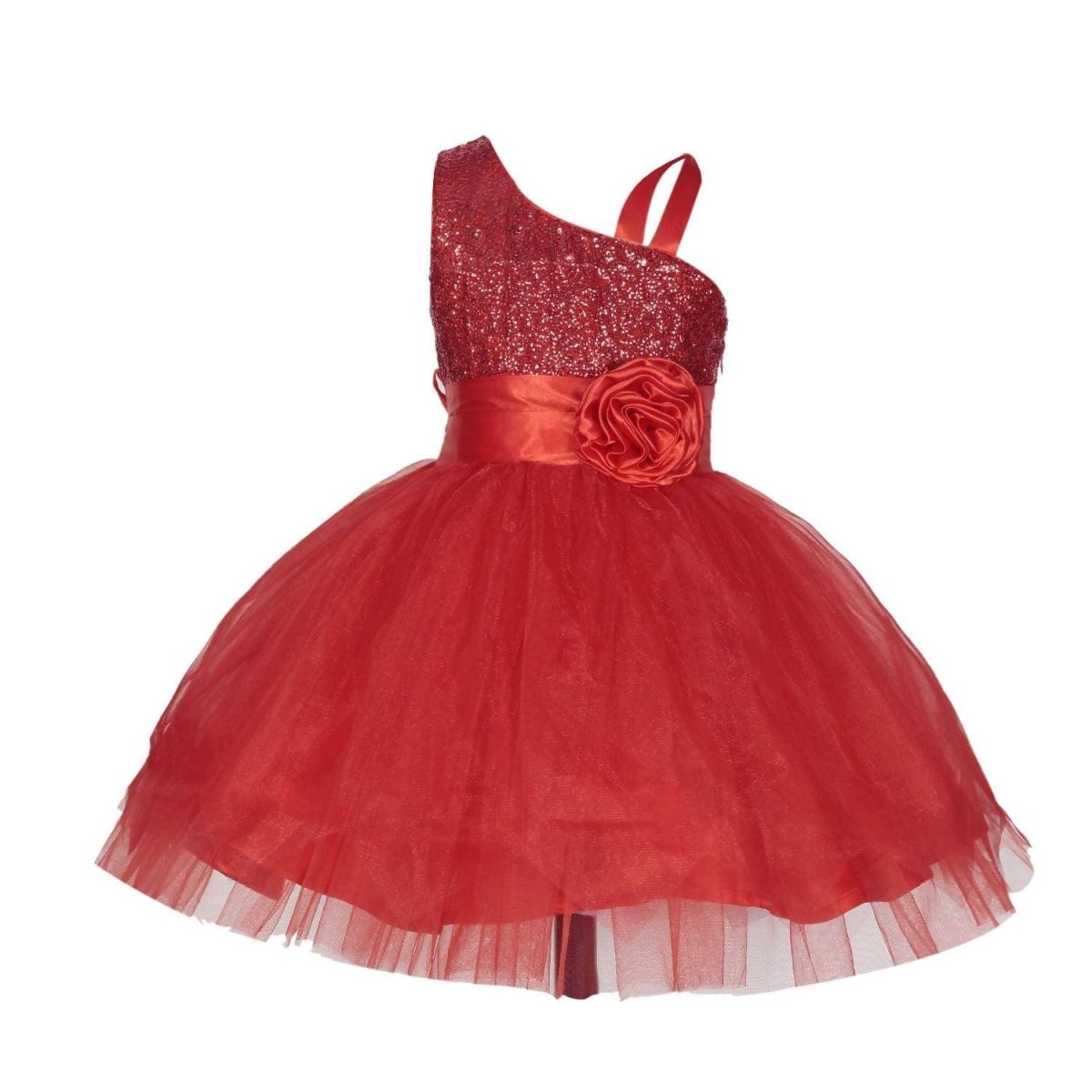 Asmaani Baby Girl's Red Satin Knee Length Frock (AS-DRESS_22148) - Distacart