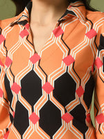 Thumbnail for Myshka Women's Multi Printed Shirt Collar Fit and Flare Party Dress - Distacart