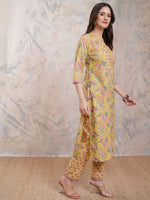Thumbnail for Vishudh Floral Printed Pure Cotton Kurta With Trousers & Dupatta - Distacart