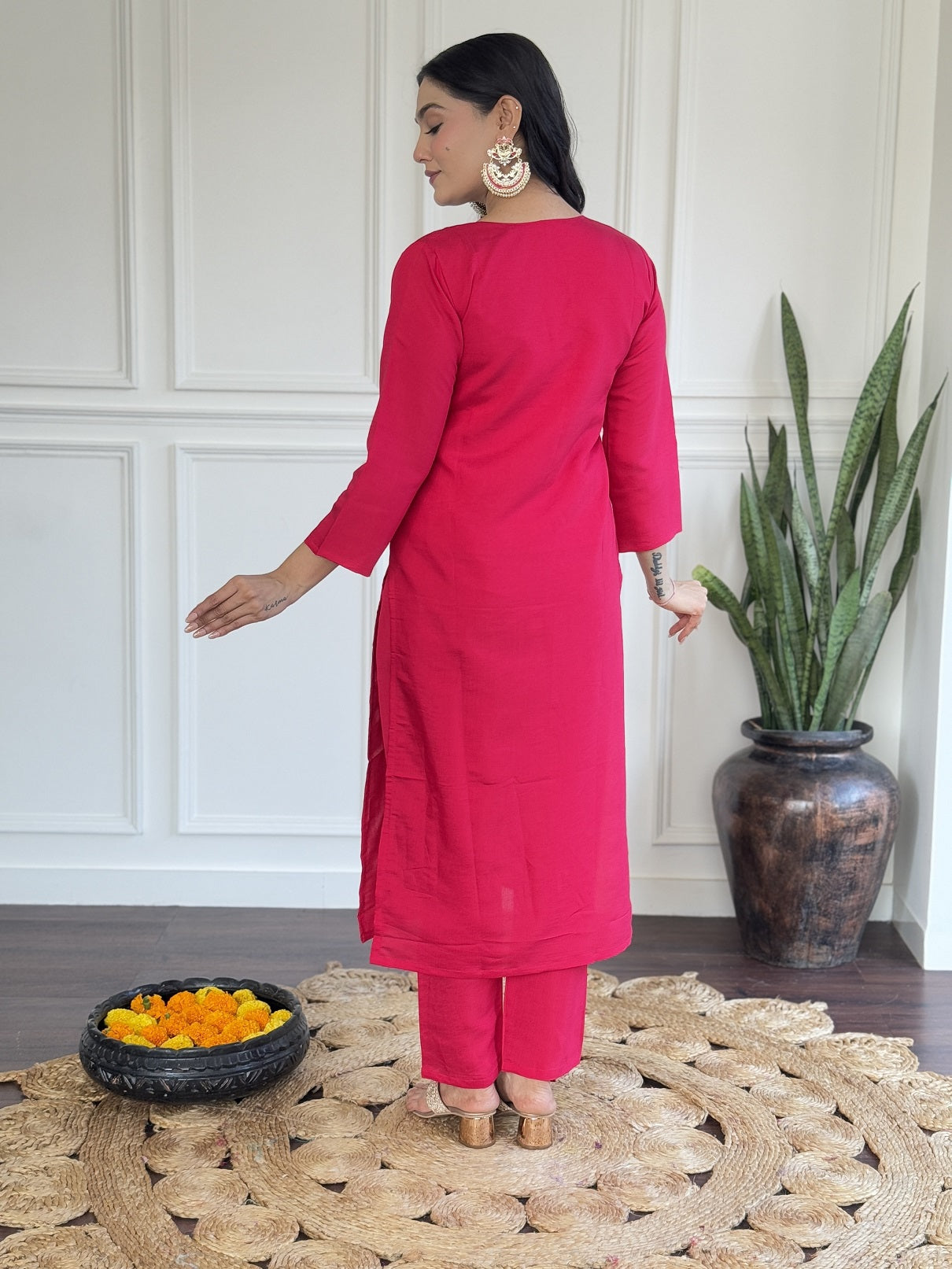 Lyush Women Party Wear Embroidery Worked Kurta With Pant And Dupatta Set - Pink
