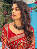 Thumbnail for NOZ2TOZ Women's Muga Silk Red Printed Designer Saree With Blouse Piece - Distacart