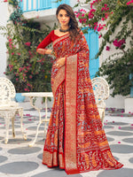 Thumbnail for NOZ2TOZ Women's Muga Silk Red Printed Designer Saree With Blouse Piece - Distacart