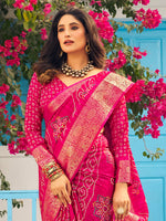 Thumbnail for NOZ2TOZ Women's Muga Silk Pink Printed Designer Saree With Blouse Piece - Distacart