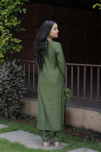 Thumbnail for Lyush Women Party Wear Embroidery Worked Kurta With Pant And Dupatta Set - Green