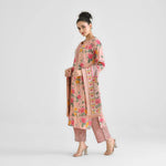 Thumbnail for Lorenvalley Peach Cotton Slub Printed with Lace Work Kurta Set - Distacart