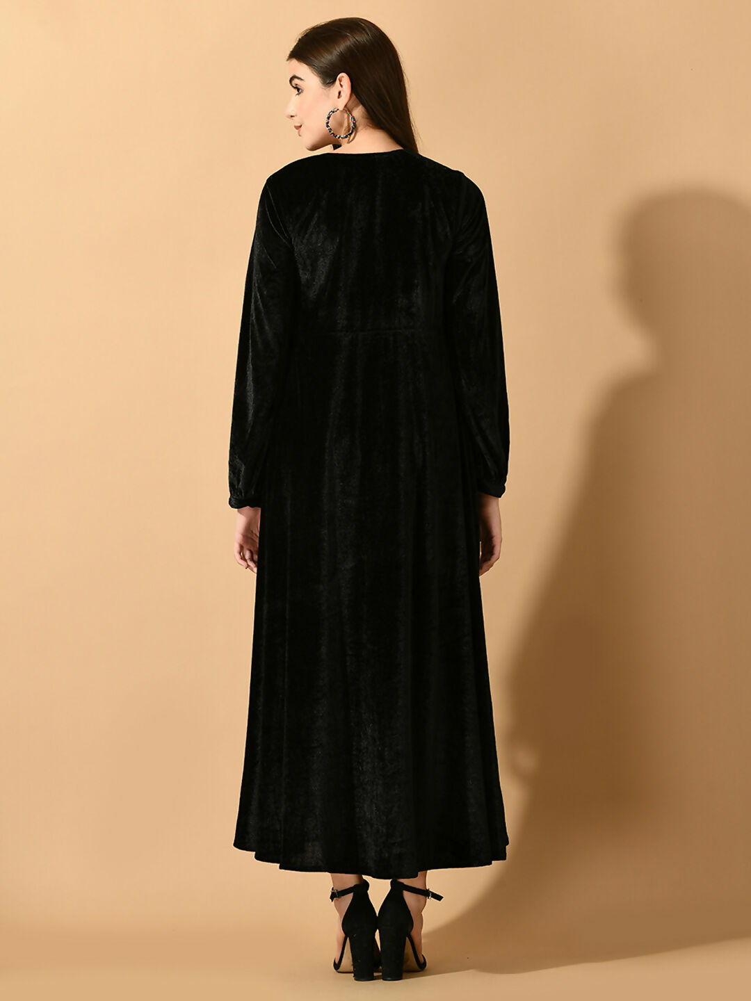 Myshka Women's Black Fit and Flare Party Dress - Distacart