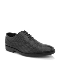 Thumbnail for House of Pataudi Men leather Textured Formal Oxfords Shoes