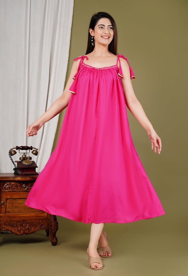 Pimu Pink Halter Neck Dress - Raini Pink