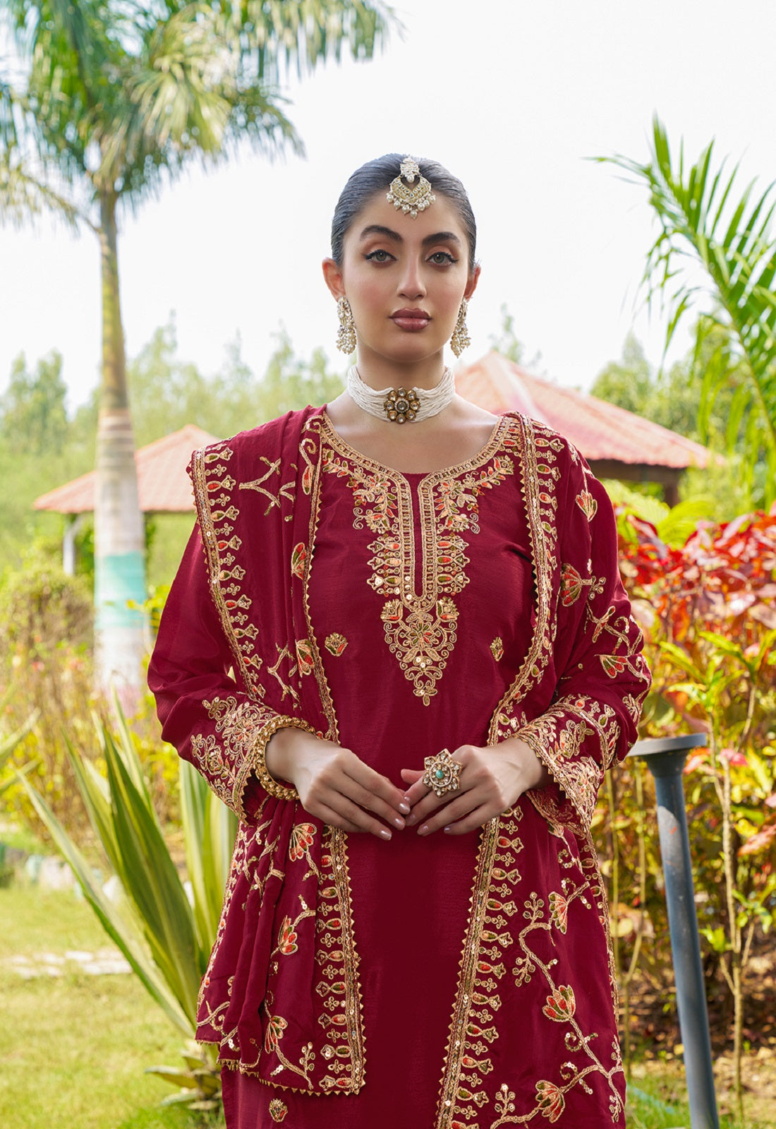 Teeya Creation Rani Color Chinon Silk Heavy Embroidery Work Fully Stitched Salwar Suit - Distacart