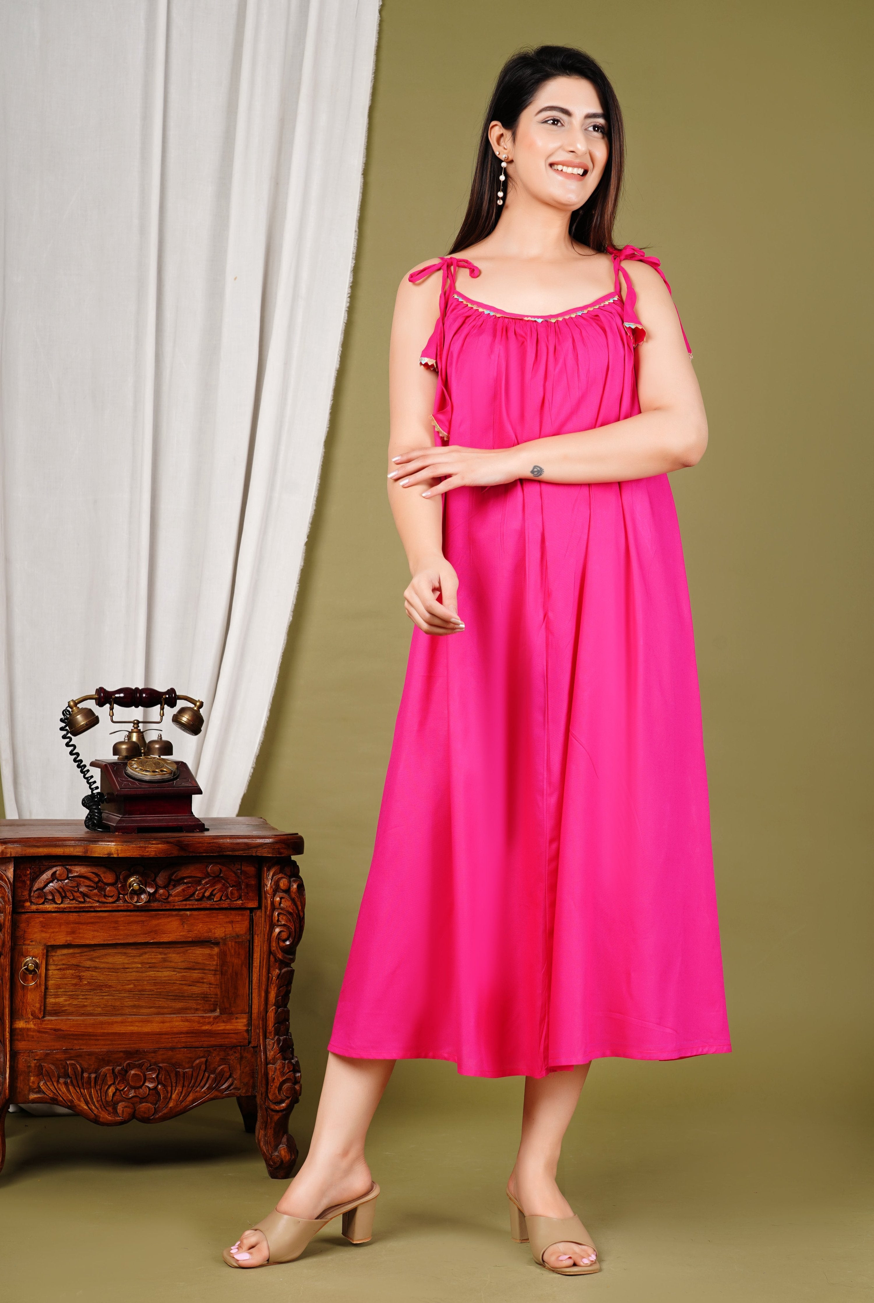Pimu Pink Halter Neck Dress - Raini Pink