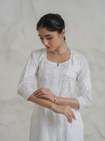 Thumbnail for Gharana India Mul Cotton Fine Chikankari Kurta White