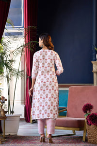 Thumbnail for NOZ2TOZ Women Lotus Pink Printed Viscose Rayon Kurta, Pant And Dupatta Set