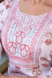 Thumbnail for NOZ2TOZ Women Lotus Pink Printed Viscose Rayon Kurta, Pant And Dupatta Set