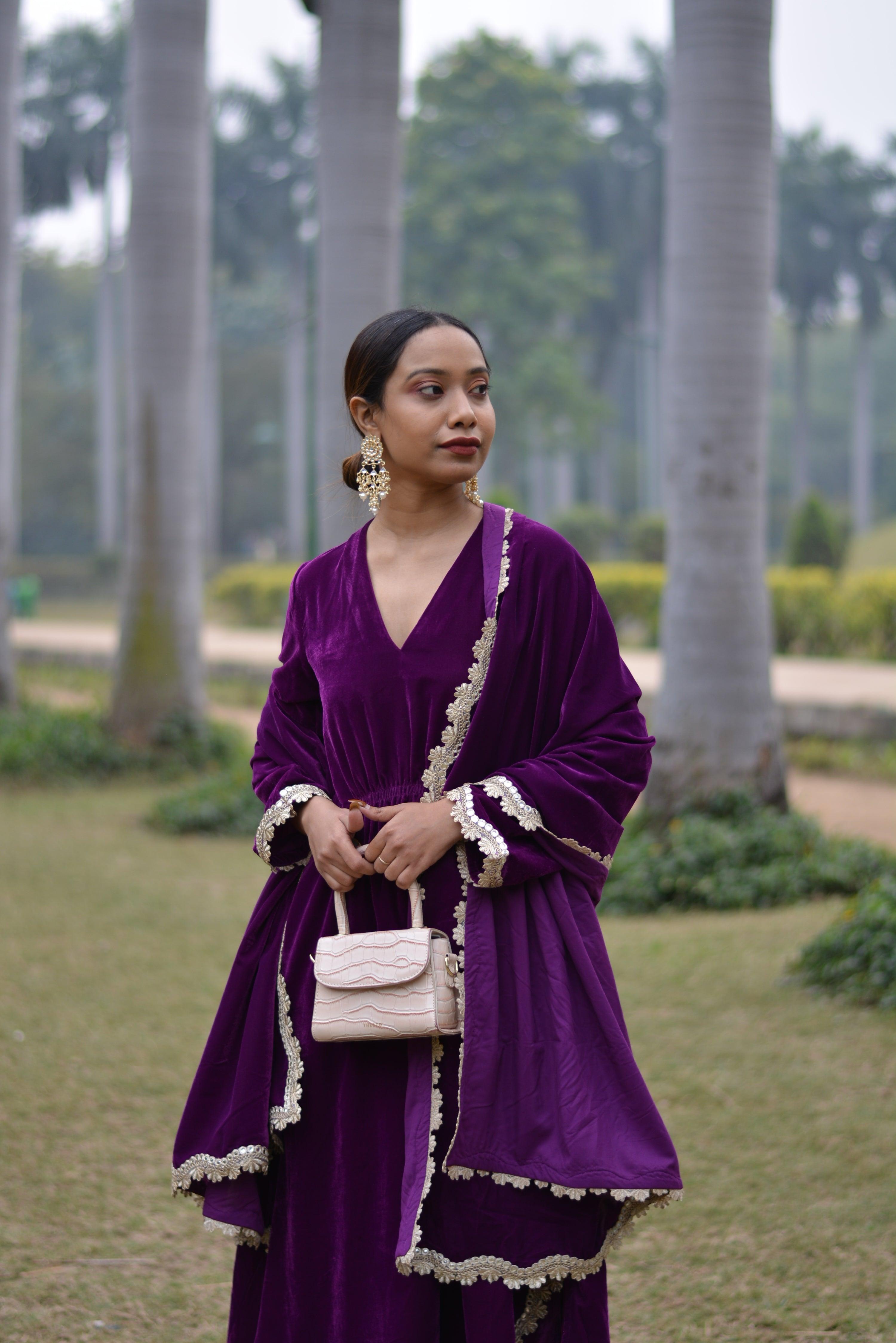 trueBrowns Wine Velvet Lace Shawl - Distacart