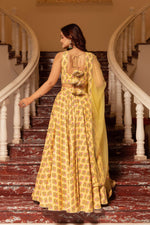 Thumbnail for Pomcha Jaipur Kapas Lemon Yellow Floral Lehenga Set - Distacart