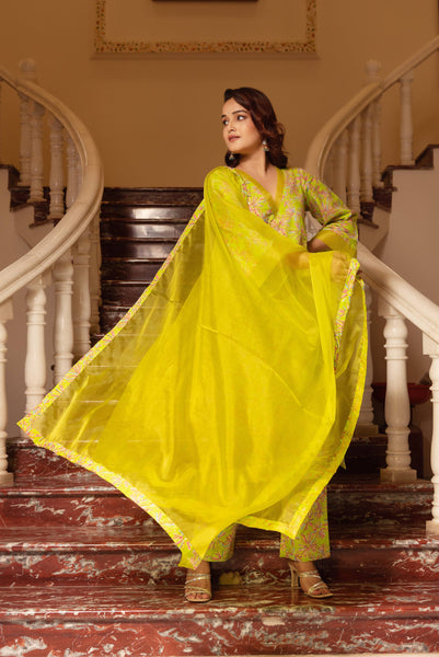 Pomcha Jaipur Kapas Green Suit Set - Distacart