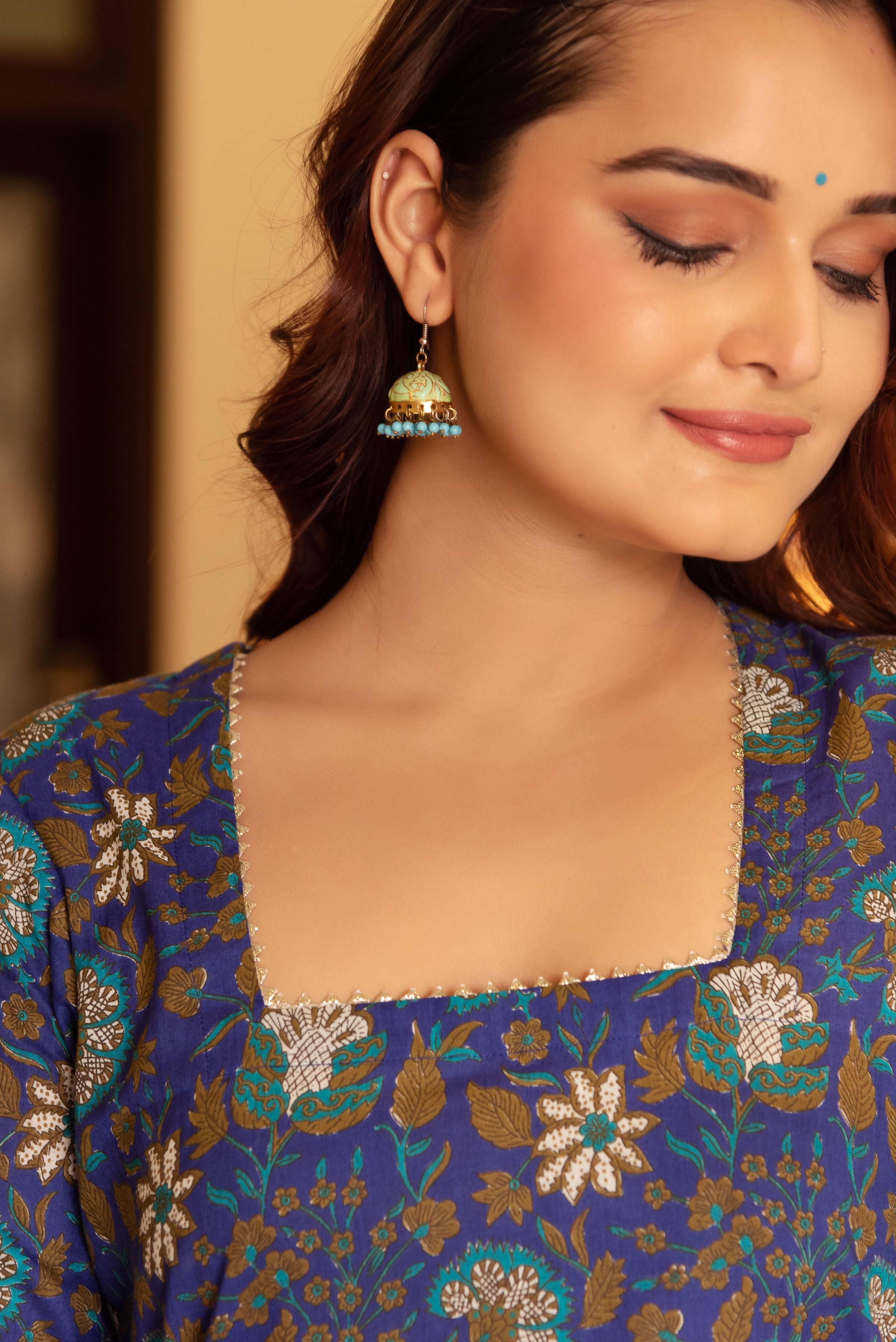 Pomcha Jaipur Kapas Royal Blue Suit Set - Distacart