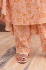 Thumbnail for Pomcha Jaipur Kapas Orange Floral Lace Anarkali Set - Distacart