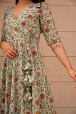 Thumbnail for Pomcha Jaipur Kapas Pastel Green Anghrakha Set - Distacart