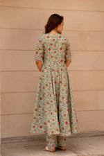 Thumbnail for Pomcha Jaipur Kapas Pastel Green Anghrakha Set - Distacart