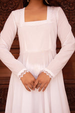 Thumbnail for Pomcha Jaipur Kapas Ruhani Lace White Full Sleeve Anarkali Set - Distacart