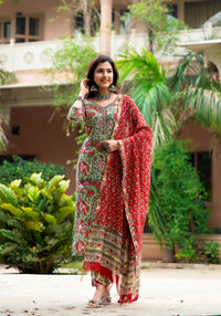 Thumbnail for NOZ2TOZ Women Multicolour Printed Viscose Rayon Kurta, Pant And Dupatta Set