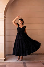 Thumbnail for Pomcha Jaipur Kapas Black Tiered Dress - Distacart