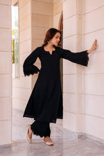 Thumbnail for Pomcha Jaipur Kapas Pure Black Co-Ord Set - Distacart