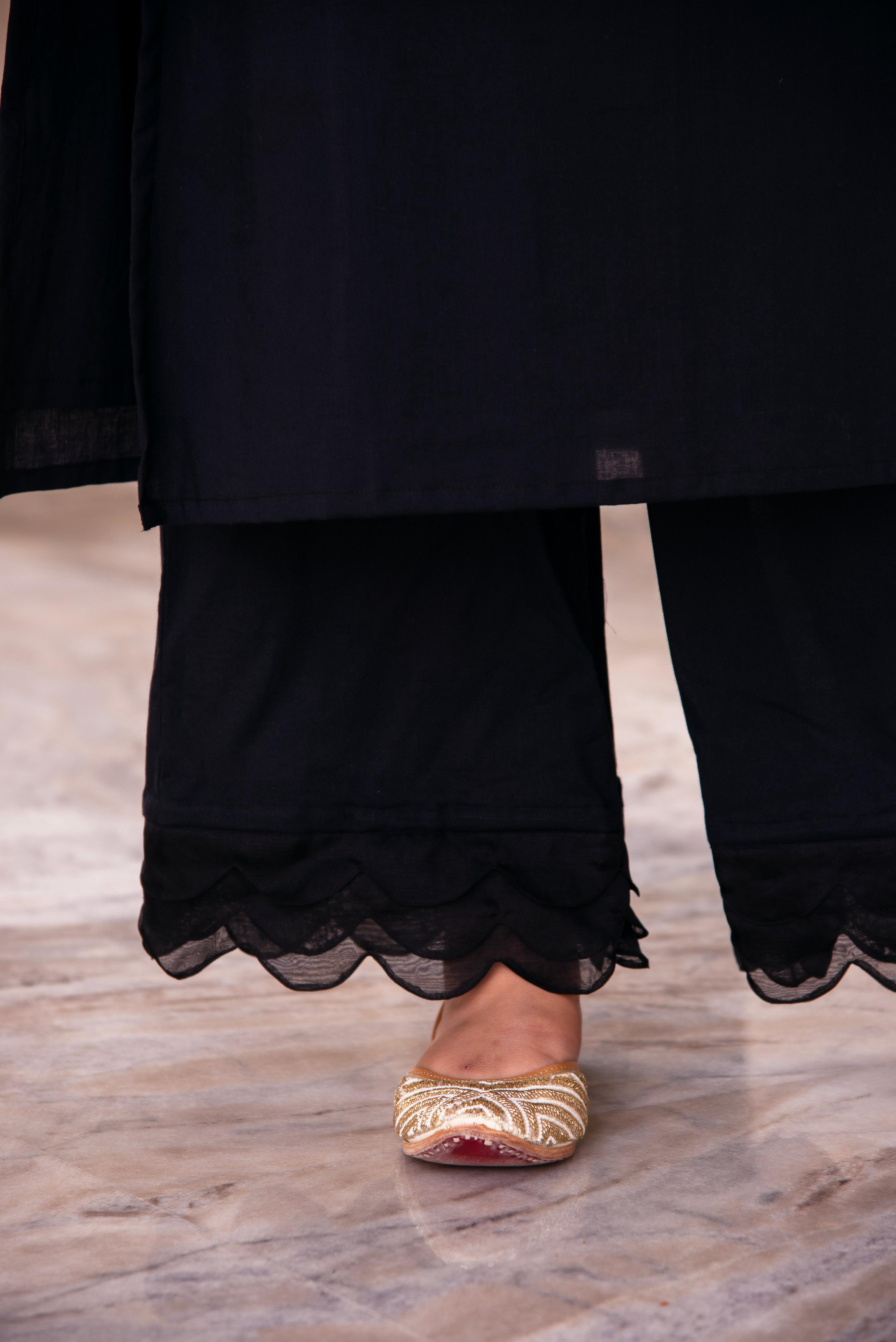 Pomcha Jaipur Kapas Pure Black Co-Ord Set - Distacart