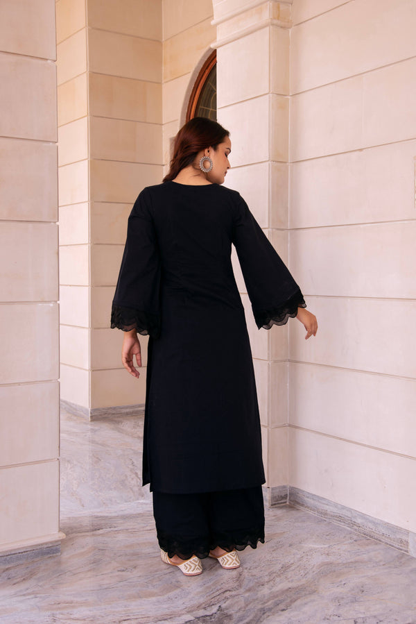 Pomcha Jaipur Kapas Pure Black Co-Ord Set - Distacart