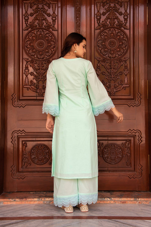 Pomcha Jaipur Kapas Pastel Green Co-Ord Set - Distacart