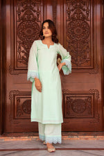 Thumbnail for Pomcha Jaipur Kapas Pastel Green Co-Ord Set - Distacart