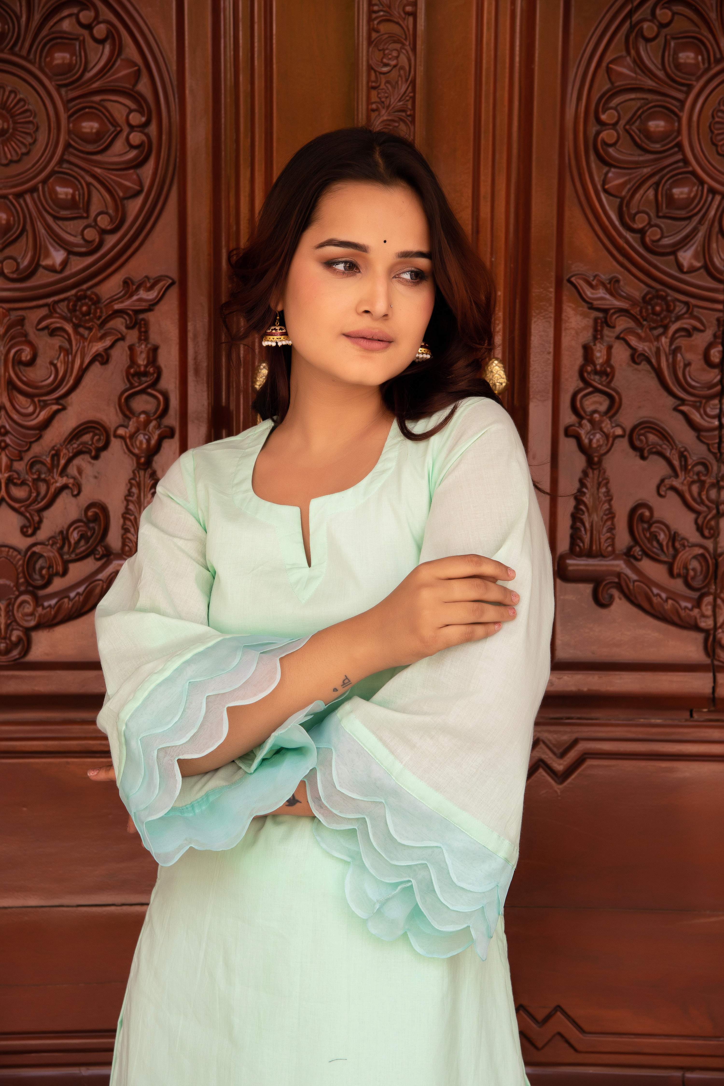 Pomcha Jaipur Kapas Pastel Green Co-Ord Set - Distacart