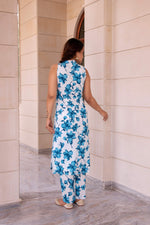Thumbnail for Pomcha Jaipur Kapas Blue Lilly Sleeveless Co-Ord Set - Distacart