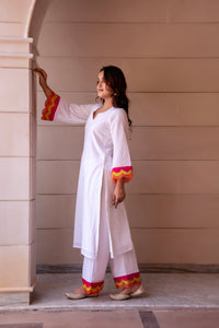 Thumbnail for Pomcha Jaipur Kapas Rangbirangi White Co-Ord Set