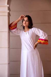 Thumbnail for Pomcha Jaipur Kapas Rangbirangi White Co-Ord Set