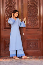 Thumbnail for Pomcha Jaipur Kapas Powder Blue Co-Ord Set - Distacart