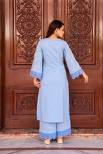 Thumbnail for Pomcha Jaipur Kapas Powder Blue Co-Ord Set - Distacart