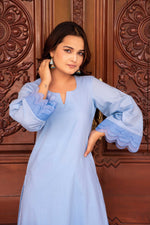 Thumbnail for Pomcha Jaipur Kapas Powder Blue Co-Ord Set - Distacart