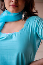 Thumbnail for Pomcha Jaipur Kapas Pastel Blue Printed Sharara Set - Distacart