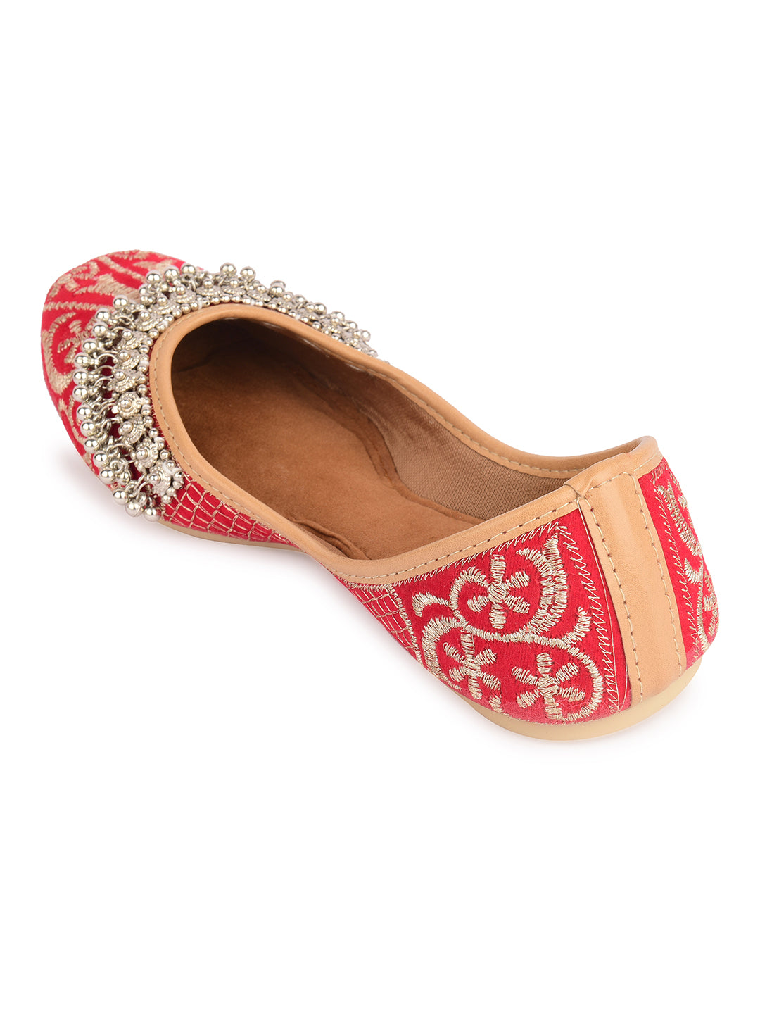 Desi Colour Women Indian Ethnic Footwear-Red Gungroo - Distacart