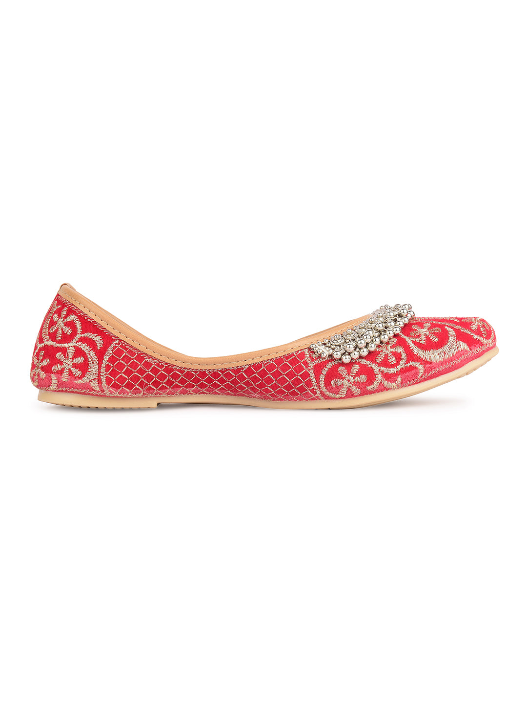 Desi Colour Women Indian Ethnic Footwear-Red Gungroo - Distacart