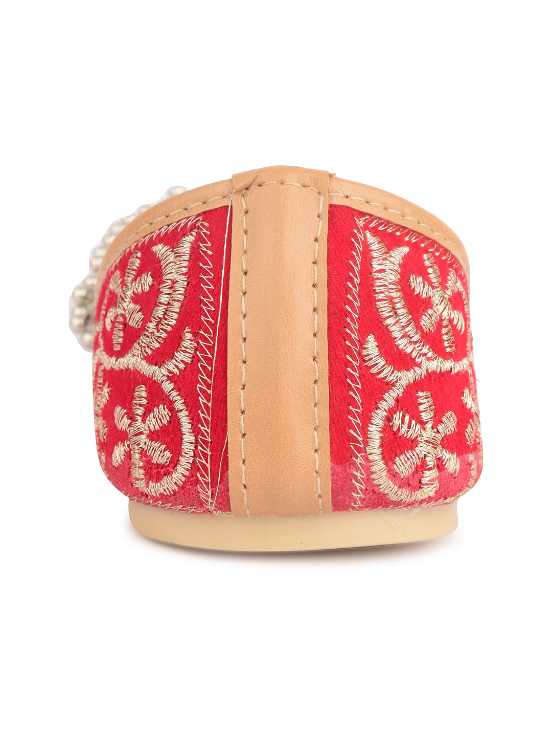 Desi Colour Women Indian Ethnic Footwear-Red Gungroo - Distacart