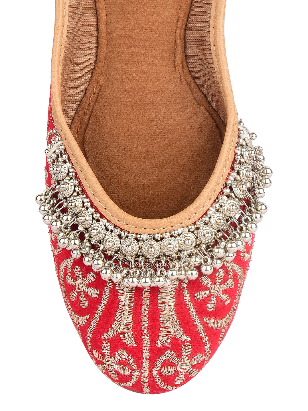 Desi Colour Women Indian Ethnic Footwear-Red Gungroo - Distacart